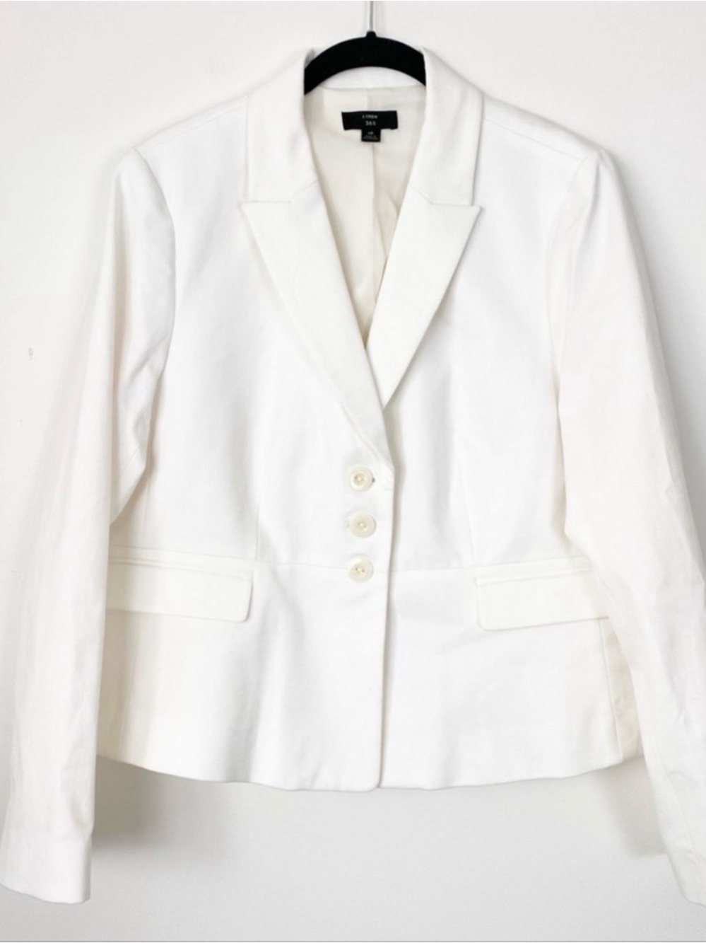 J. CREW 365 Ivory White Peplum Blazer Jacket 12 Classic Lined Work Career Event